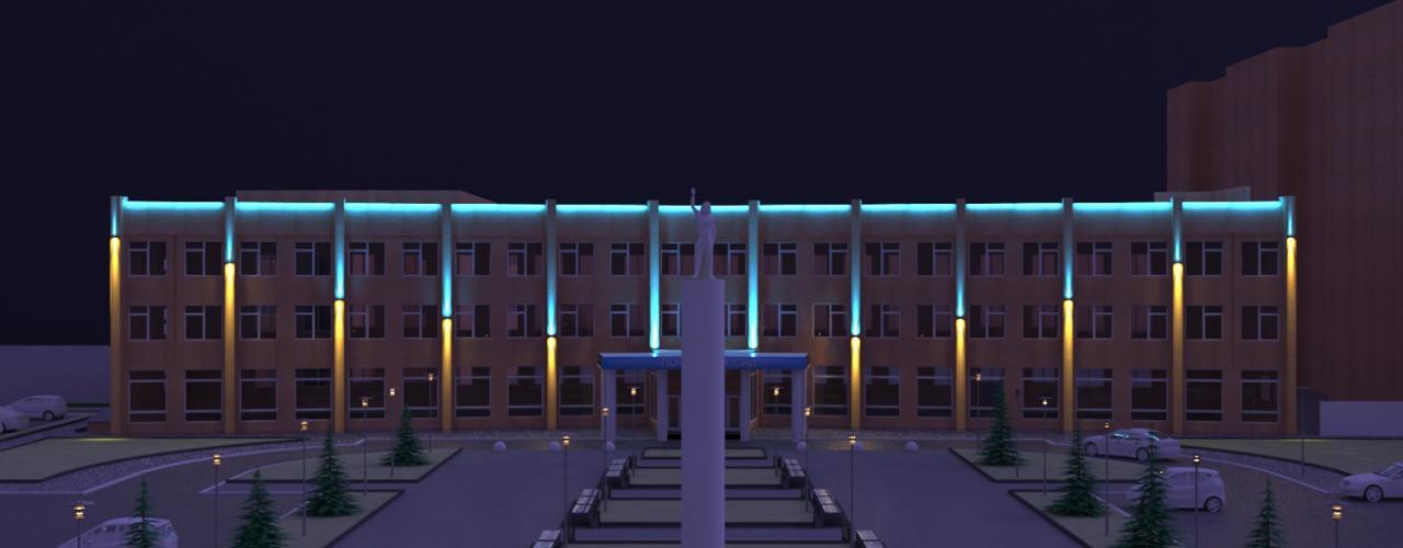 Архитектурная подсветка здания фасада почты