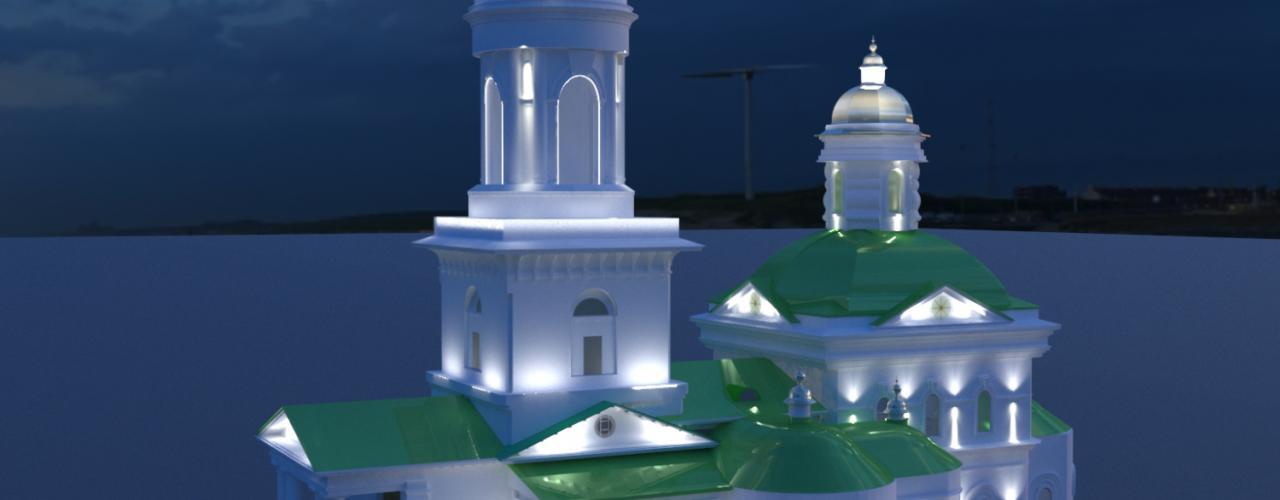 Архитектурное освещение здания храма, Екатеринбург